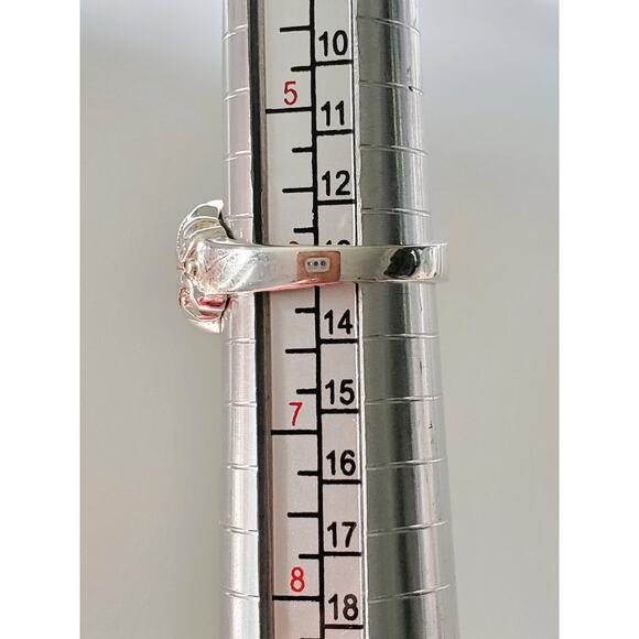 Vintage Sterling Silver Peach Coral Coleman Black Hills Gold Ring - Picture 6 of 7